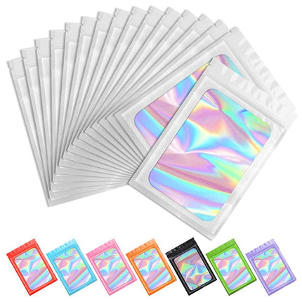 FUNFERY 100 pcs Smell Proof Mylar Bags Holographic