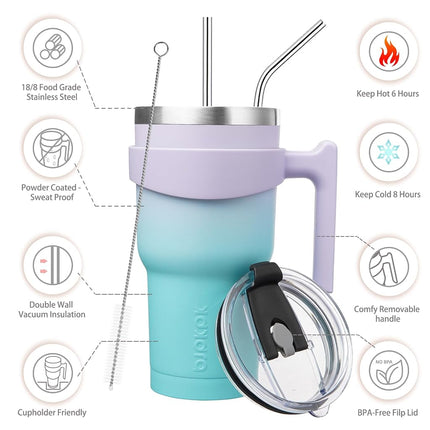 BJPKPK 900 ml Tumbler with Handle & Straw, Insulated Stainless Steel Mug