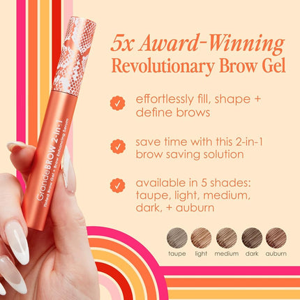 GrandeBROW 2-In-1 Tinted Brow Gel plus Brow Enhancing Serum - Dark by Grande Cosmetics for Women - 0.12 oz Eyebrow Gel