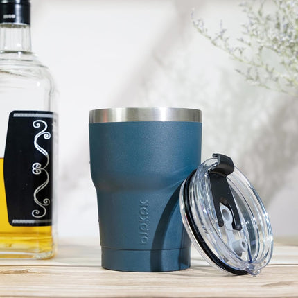 BJPKPK Tumbler with Handle 10oz Stainless Steel Insulated Tumbler Mugs with Lid and Straw for Women and Men,Navy Blue