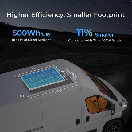 Panel solar monocristalino Renogy de 100 vatios y 12 voltios (diseño compacto)