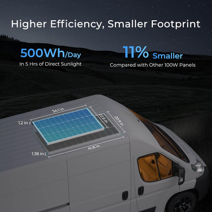 Renogy N-Type 16BB 100W Solar Panel, 12V 100 Watt Solar Panel 25% High-Efficiency, PV Module Power Charger for RV Marine Rooftop Farm Battery and Other Off-Grid Applications