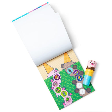 Melissa & Doug Sticker WOW!™ 24-Page Activity Pad and Sticker Stamper, 300 Stickers, Arts and Crafts Fidget Toy Collectible Character – Ice Cream - FSC Certified