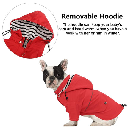 Morezi Dog Zip Up Dog Raincoat, Dog Clothes, Dog Vest with Reflective, Rain/Water Resistant, Adjustable Drawstring, Removable Hood, Stylish Premium - Red - XXL