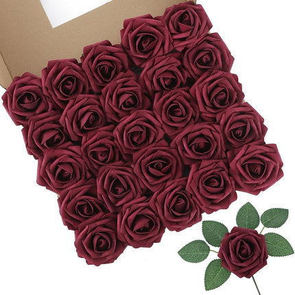 DuHouse 25Pcs Artificial Roses Flowers Fake Rose w