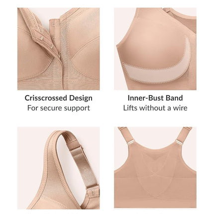 Glamorise MagicLift Front-Closure Posture Back Wirefree Bra 1265 (Women's & Women's Plus)