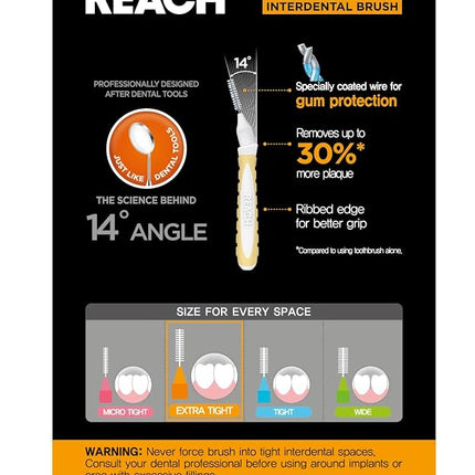 Reach Interdental Brush Cleaners, 0.7mm, Extra Tight, Sensitive Gum Protection, Plaque Remover for Teeth, Braces Flossers, Braces Brush, Dental Toothbrushes, Oral Care, 1 Pack, 10 Count