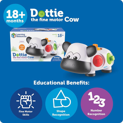 Learning Resources Dottie the Fine Motor Cow, Sensory Fidget Fine Motor Skills Farm Animal Toy for Toddlers, Early Years, Ages 18 mos +
