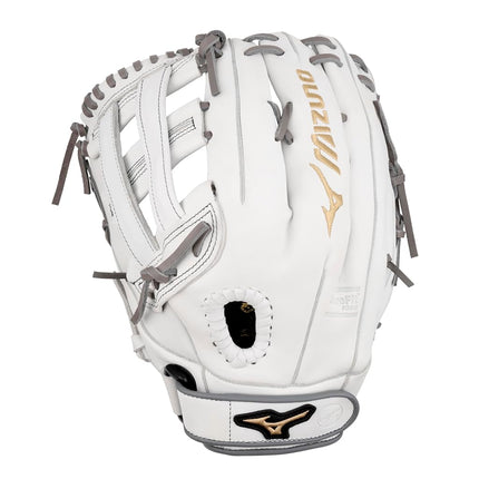 Mizuno GMVP1300PF4W MVP Prime Fastpitch Softball Glove 13", H Web, Left Hand Throw,White/Grey