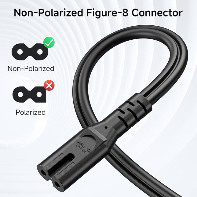 Cable Matters 2 Pack 2 Prong TV Power Cord 10 ft, UL Listed AC Power Cord Compatible with Samsung LG Sony Insignia TCL Sharp Toshiba Hisense TV PS4 PS5, Non Polarized (NEMA 1-15P to IEC C7) - 10 Feet