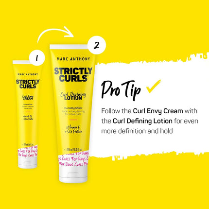 Marc Anthony Curl Defining Lotion, Strictly Curls - 2 Pack - Silk Protein & Vitamin E Hair Gel for Dry Damaged Curly Hair - Sulfate-Free Moisturizing Detangler & Anti Frizz Styling Product - 8.3 Fl Oz