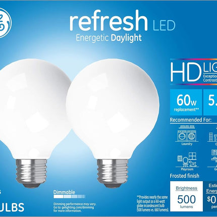 GE Refresh LED Globe Light Bulbs, 5.5 Watt (60 Wat