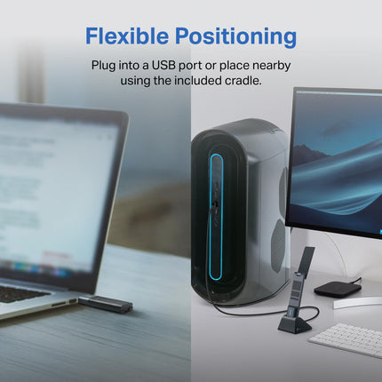 Adaptateur USB Wi-Fi 6E AXE5400 TP-Link pour PC de bureau (Archer TXE70UH) Adaptateur réseau sans fil tri-bande, latence ultra-faible, MU-MIMO, OFDMA, sécurité renforcée, WPA3, compatible Windows 11/10