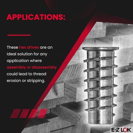 E-Z Lok Threaded Insert, Zinc, Hex-Flanged, 1/4"-20 Internal Threads, 25mm Length (Pack of 50)