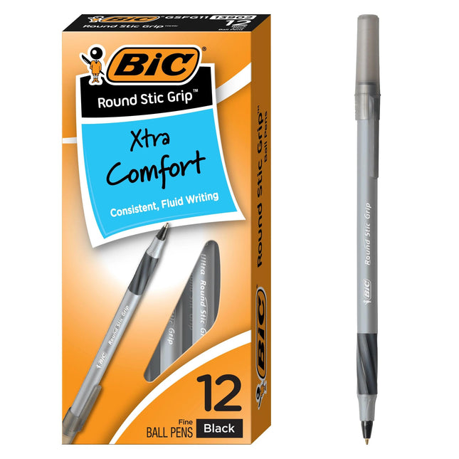 BIC Round Stic Grip Xtra Comfort Ballpoint Pen, Fi