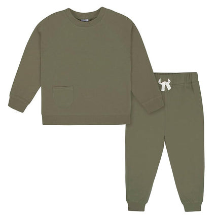 Gerber baby-boys Toddler 2-piece French Terry Pullover & Jogger Set, Green, 12 Months