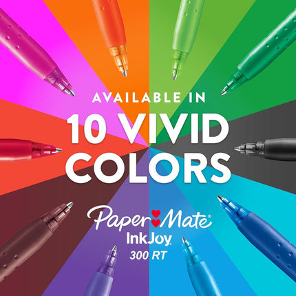 Paper Mate InkJoy 300RT Retractable Ballpoint Pens Medium Point (1.0mm) Black Ideal for Office Supplies Journaling and Writing Accessories, 216 Count, Pack of 6