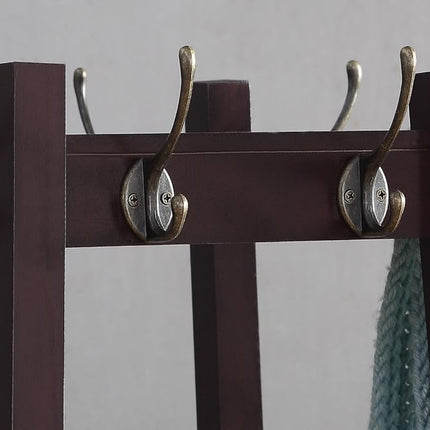 Roundhill Furniture Vassen Coat Rack with 3-Tier Storage Shelves, Espresso