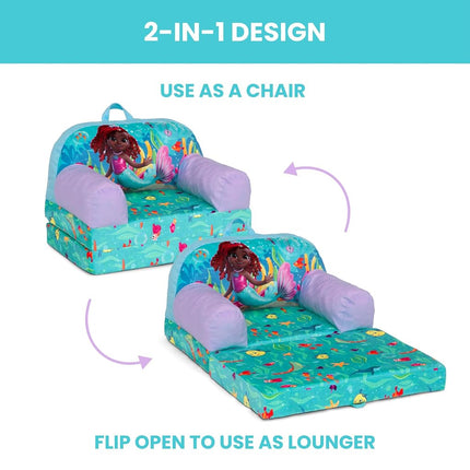 Delta Children - Disney Junior’s Ariel Cozee Buddy Flip-Out Kids Chair, Blue