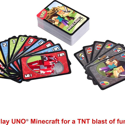 Mattel Games UNO Minecraft Card Game with Storage Tin,Ages 7+