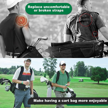 BIG TEETH Golf Bag Strap Replacement Shoulder Adjustable Strap Padded Backpack Golf Bag Accessories for Backpack Style Golf Bag (All Black)