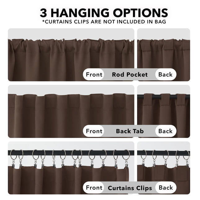 Deconovo Back Tab and Rod Pocket Blackout Curtains, Thermal Insulated Window Curtain Set - Blackout Panels for Bedroom, 52x63 Inch, Brown, 2 Panels