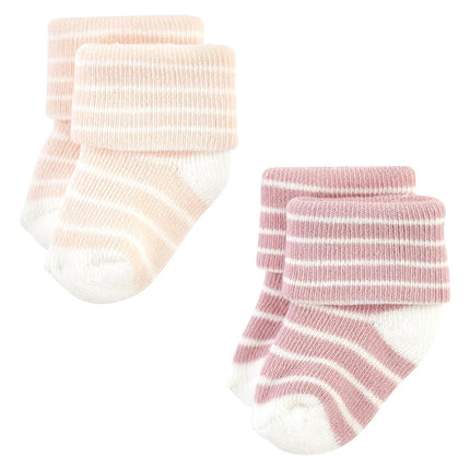 Chaussettes en tissu éponge et coton riche unisexe pour nouveau-né Hudson Baby, motif rayures roses, 6-12 mois, motif rayures roses, 6-12 mois