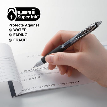 uniball Signo 207 Gel Pen, Retractable, Medium 0.7 Mm, Assorted Ink Colors, Black Barrel, 8/pack
