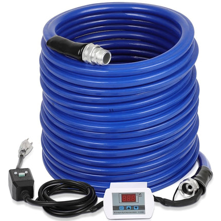 Heated Water Hose for RV, 50FT Electrically Heated Garden Hoses, -45 ℉ Freeze Protection Heated Water Hose, Smart Self-regulating External Thermostat Heated Hose for RV Home Garden Camper