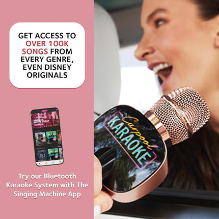 Carpool Karaoke Machine for Kids & Adults, Carpool Karaoke The Mic 2.0 - Wireless & Bluetooth Karaoke Microphone with Voice Changing Sound Effects as White Elephant Gift - Rose Gold