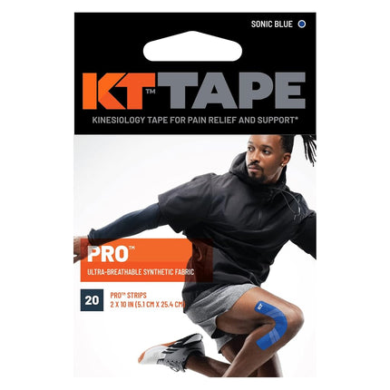 KT TAPE PRO Synthetic Elastic Kinesiology 20 Pre-Cut 10-Inch Strips Therapeutic Tape, Sonic Blue