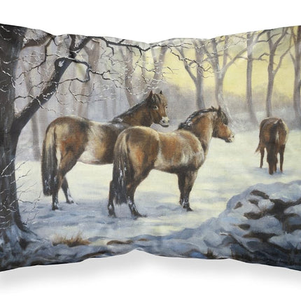 Caroline's Treasures BDBA0122PILLOWCASE Caballos en la Nieve de Daphne Baxter Funda de Almohada de Tela Estándar Ligera Súper Suave de Fácil Cuidado, Funda de Almohada Decorativa, Estándar