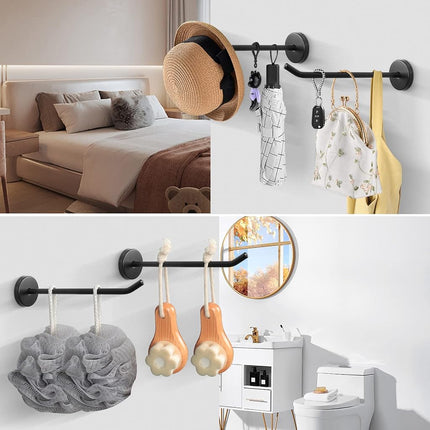 NearMoon Coat Hooks, Wall Mount Hooks for Hanging Hat Hurse Robe, 304 Stainless Steel Heavy Duty Towel Hangers for Bathroom Livingroom Hotel Kitchen Garage, 6 Pack (6 Inch, Matte Black)