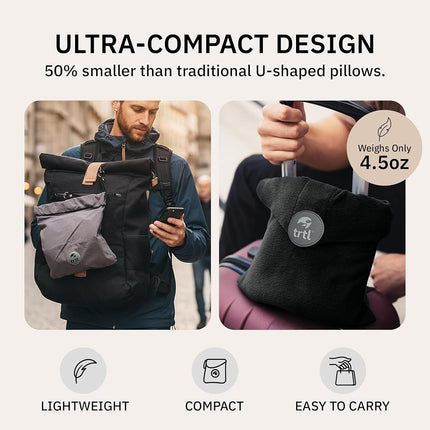 trtl Pillow - Scientifically Proven Super Soft Neck Support Travel Pillow - Machine Washable - Black