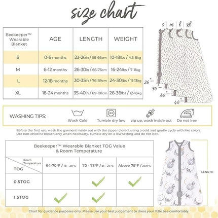 Burt's Bees Baby Beekeeper Infant Wearable Blanket, 100% Organic Cotton Unisex, Girl, Boy Swaddle Transition Sack - Light Weight 0.5 TOG or Medium Weight 1.5 TOG - Newborn Essentials Sleep Clothes,