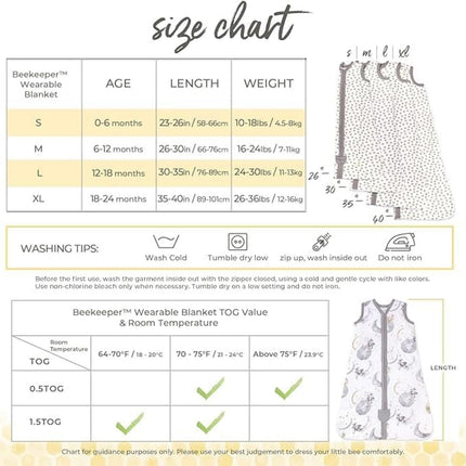 Manta usable Burt's Bees Baby Beekeeper para bebés, 100% algodón orgánico unisex, para niña, niño, saco de transición para envolver - Ligero 0.5 TOG o peso medio 1.5 TOG - Ropa de dormir esencial para recién nacidos,