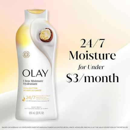 Olay Ultra Rich Moisture Body Wash with Shea Butter, 22oz (Pack of 4)