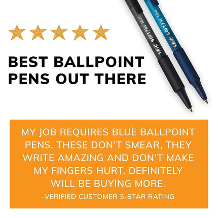 Bic Soft Feel Stick Pens With Special No-Slip Comfortable Grip, Medium Point (1.0 mm), Blue, 36-Count