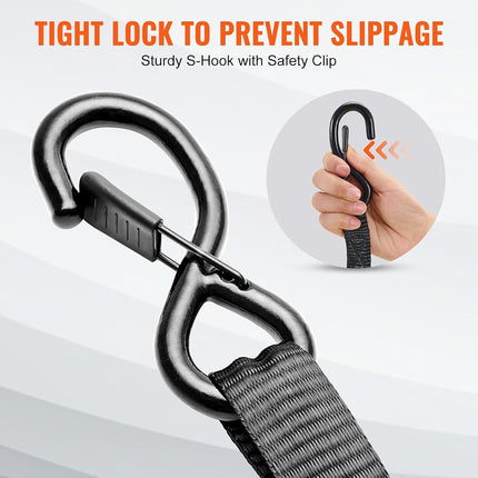 VEVOR Ratchet Tie Down Straps (4PK), 2200 lb Break Strength, 1" x 15' Heavy Duty Ratchet Tie Down Strap Set with Padded Handles, Coated S Hook, Soft Loop for Moving Appliances Motorcycle ATV Truck