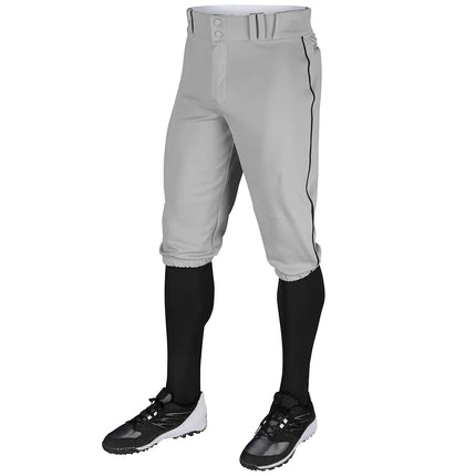 Champro Men's Triple Crown Baseball Pant Knickers with Braid Grey/Black