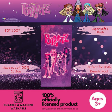Franco Collectibles Bratz Super Soft Cotton Bath/Pool/Beach Towel, 60 in x 30 in, (100% Officially Licensed Product)