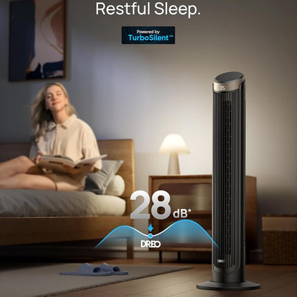 Dreo 40'' WiFi Tower Fan, 26ft/s High-Speed Cooling, Quiet Floor Fan with Remote, 90� Oscillating Fan, 4 Modes, 8H Timer, Touch Control, Standing Cooling Fan for Bedroom, Home, Office Room, Gold