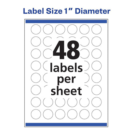 Avery Glossy Clear Round Labels with Sure Feed, 1" Diameter, 1,200 Glossy Clear Labels (36531)