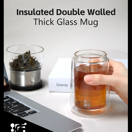 ZENS Modern Glass Tea Infuser Teapot, Smart One Touch Tea Maker for Loose Tea Diffusers with Insulated Mug and Portable Tea Kits, Cool Gongfu Tea Pot for Black Tea Lover Gifts