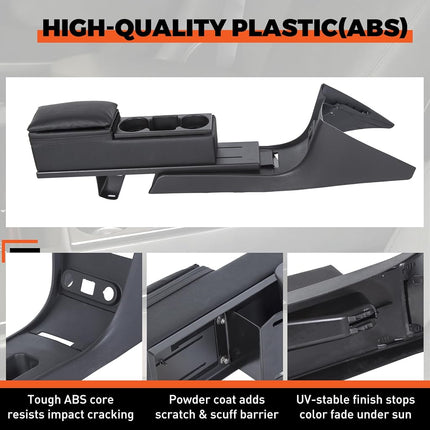 ECOTRIC Center Mini Cup Holder Armrest Console Compatible with 2006-2020 Dodge Charger Police Black Upholstered Middle Cover Storage Box pad Lid Kit Replacement Organizer