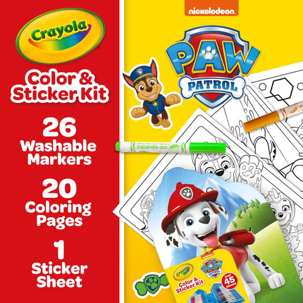 Crayola PAW Patrol Art Kit for Kids (45pcs), PAW Patrol Coloring Book Pages, PAW Patrol Stickers for Kids, PAW Patrol Toy, Holiday Gift