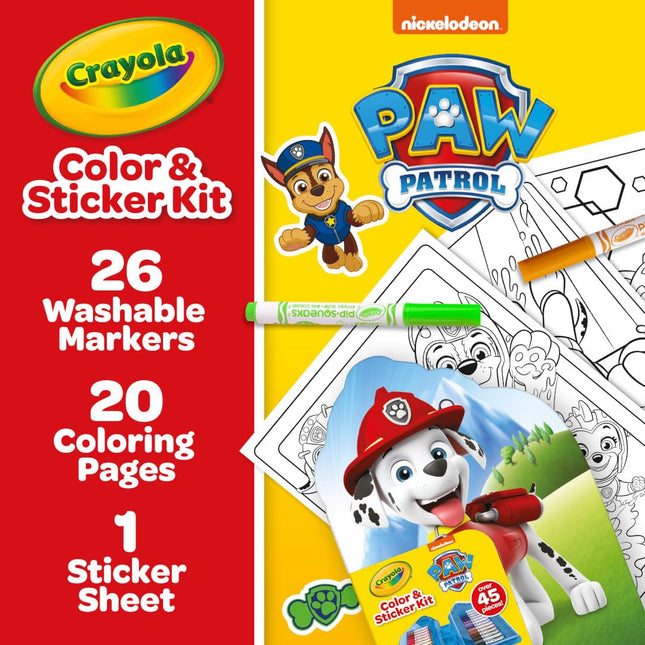 Crayola PAW Patrol Art Kit for Kids (45pcs), PAW Patrol Coloring Book Pages, PAW Patrol Stickers for Kids, PAW Patrol Toy, Holiday Gift