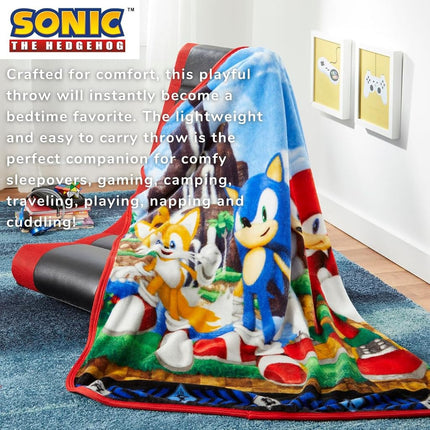 Franco Sonic The Hedgehog Anime Literie Enfant Plaid Super Doux Toucher Soie, 102 cm x 127 cm, (Produit Sous Licence Officielle)