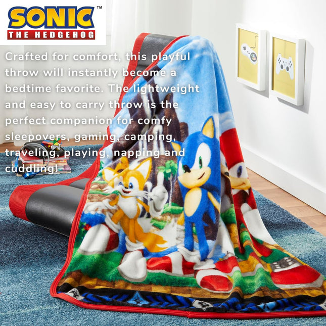 Manta de felpa ultrasuave Sonic The Hedgehog de Franco, con tacto de seda, para niños, 101,6 cm x 127 cm (producto con licencia oficial)
