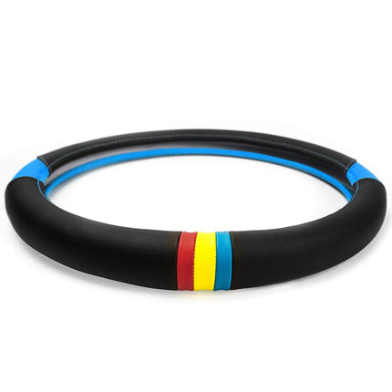 FH Group FH2008BLUE Full Spectrum Genuine Leather Steering Wheel Cover, 1 Pack